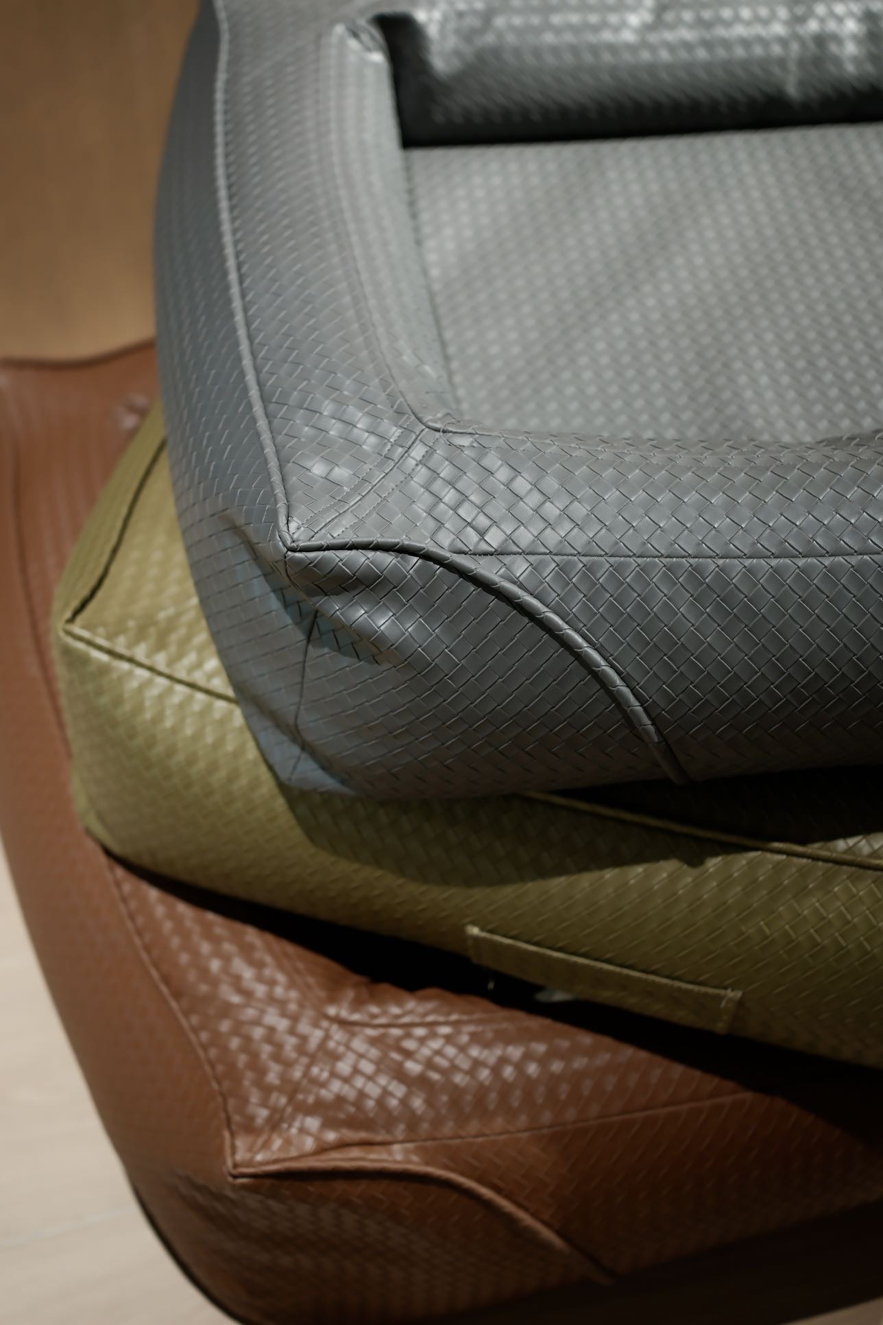 Belgravia Woven Beds in deep grey, green and brown in a contemporary interior