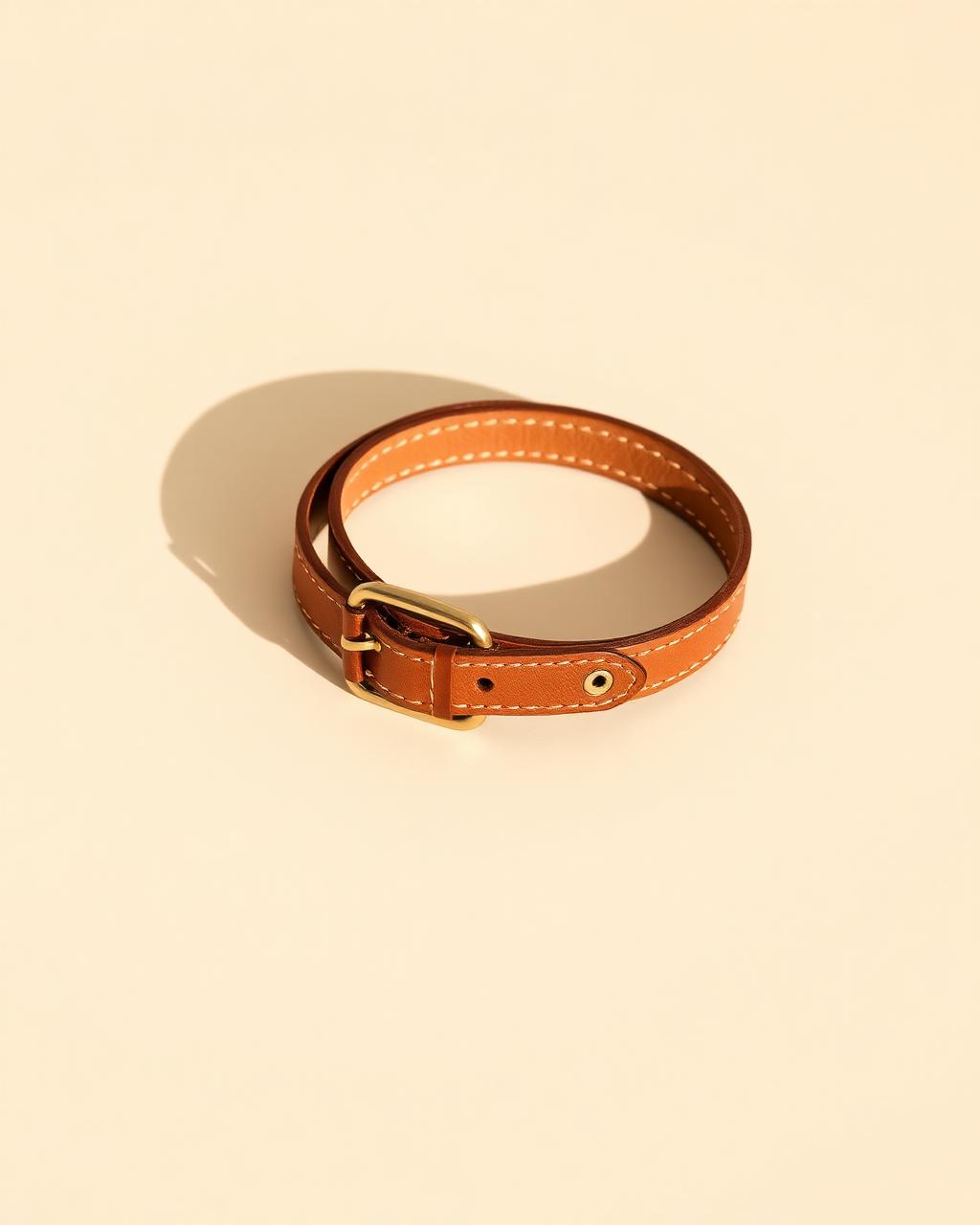 The Chelsea Collar, a tan leather dog collar with a brass buckle