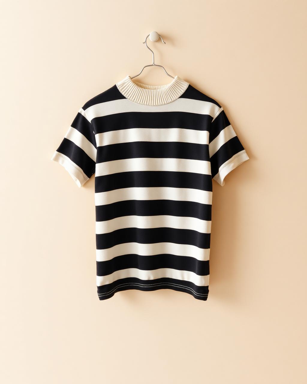 The Soho Stripe Tee, a breton striped dog t-shirt in ecru and black